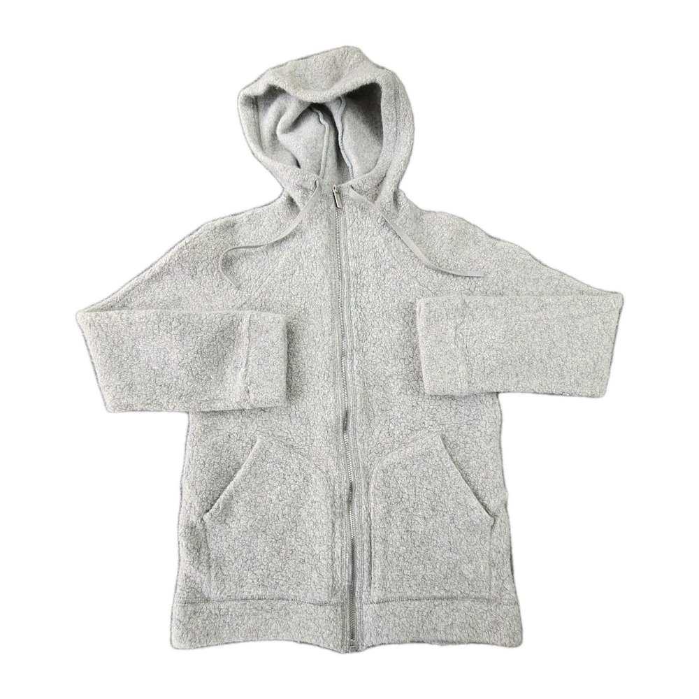 Lululemon Teddy Sherpa Zip-Up Jacket XS – Light Gray, Fuzzy Fleece, Hood